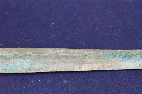 A Chinese bronze short sword, Han dynasty or later, L. 46cm